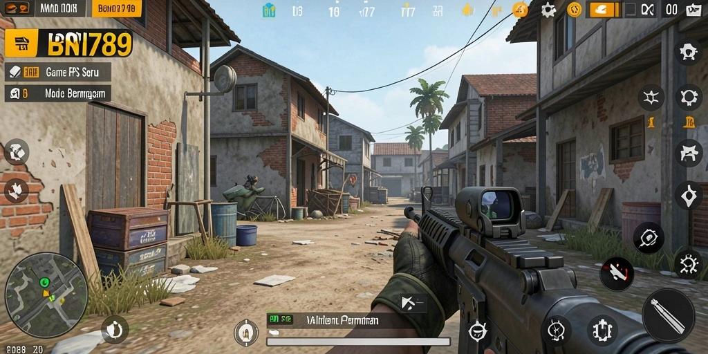 Tampilan gameplay seru di BNI789 dengan aksi tembak-menembak yang intens.