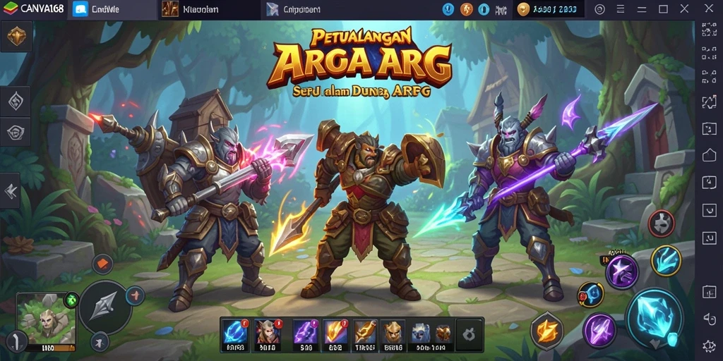 Tampilan gameplay menakjubkan dari CANVA168 di dunia ARPG.