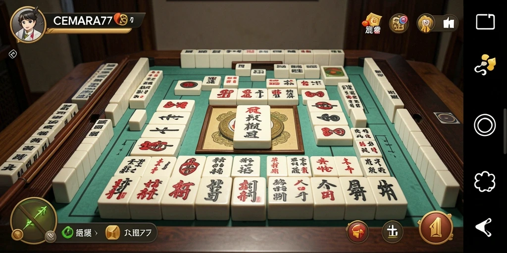 Screenshot gameplay CEMARA77 menampilkan pengalaman bermain Mahjong yang seru.