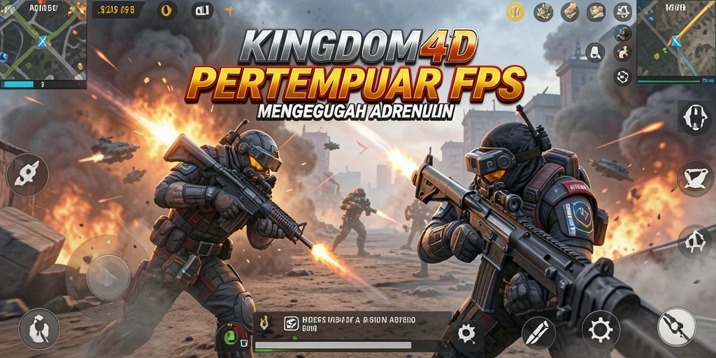 Screenshot menunjukkan aksi seru dalam game FPS KINGDOM4D.