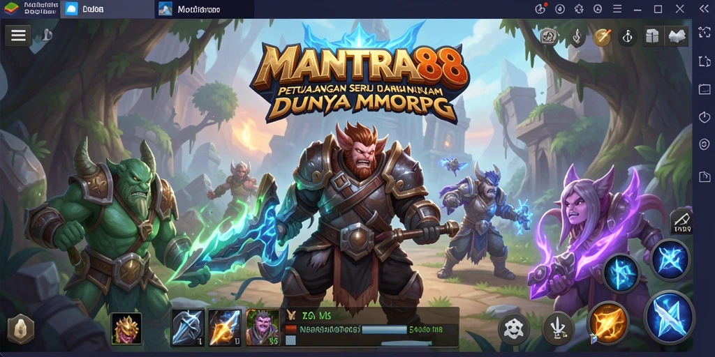 Screenshot gameplay <strong>MANTRA88</strong> menampilkan aksi seru dan pertempuran epik.