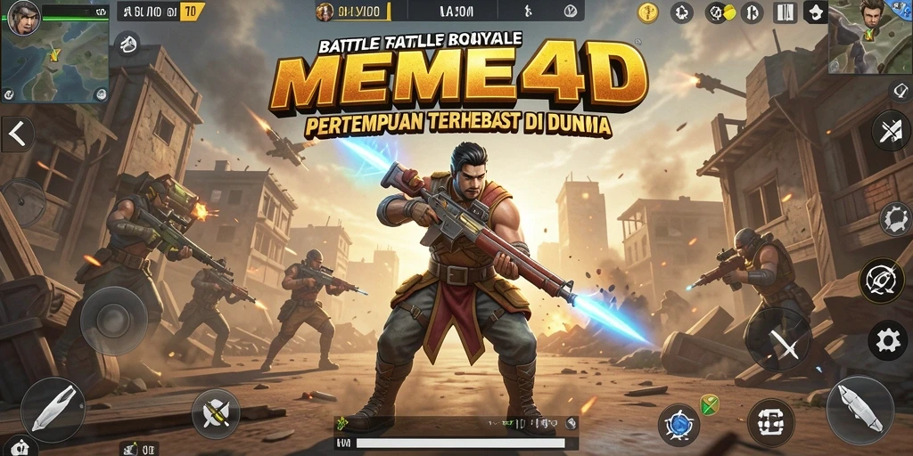 Tangkapan layar gameplay MEME4D menampilkan aksi tempur yang mendebarkan di arena Battle Royale.