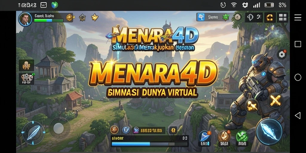 Tampilan gameplay MENARA4D yang menarik dan penuh warna.
