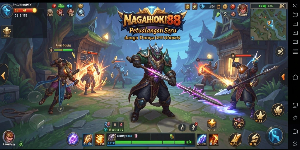 Screenshot NAGAHOKI88 menampilkan aksi pertempuran epik dalam game MMORPG.