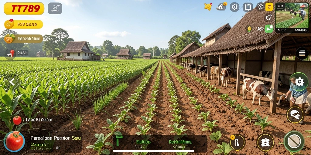 Screenshot utama TT789 menampilkan gameplay pertanian yang menarik dan interaktif.